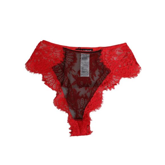Dolce & Gabbana Red Floral Lace Sheer Briefs Women Women's Underwear